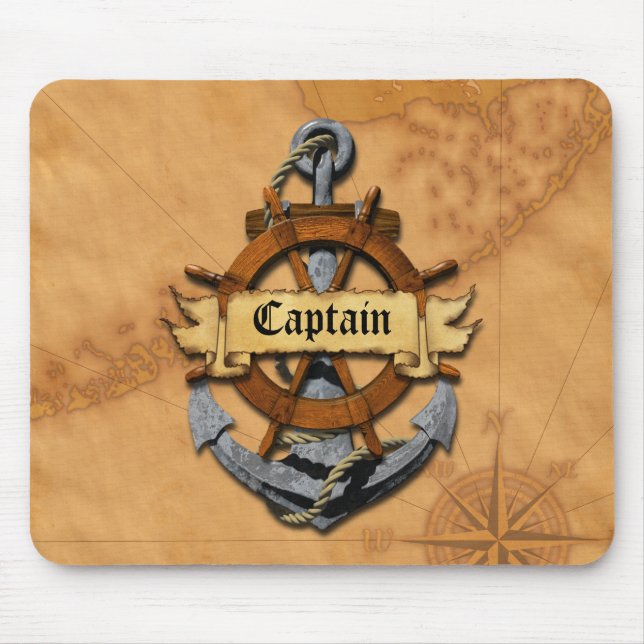 Captain Anchor And Wheel Mouse Pad (Front)