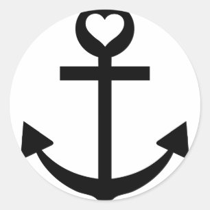captain anchor heart classic round sticker