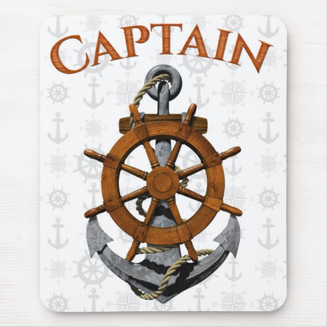 Captain Anchor Nautical Mouse Pad (Front)