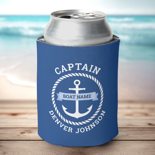 Captain anchor rope border boat name on banner can cooler (Creator Uploaded)