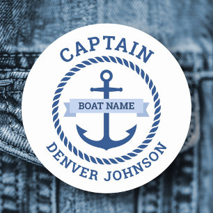 Captain anchor rope border boat name on banner name tag