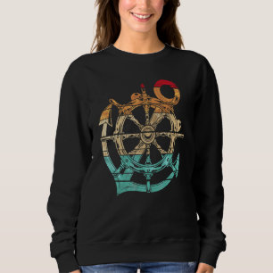 Captain Anchor Sailor Steering Wheel Retro Nautica Sweatshirt