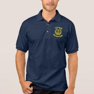 Captain and boat name with anchor polo shirt