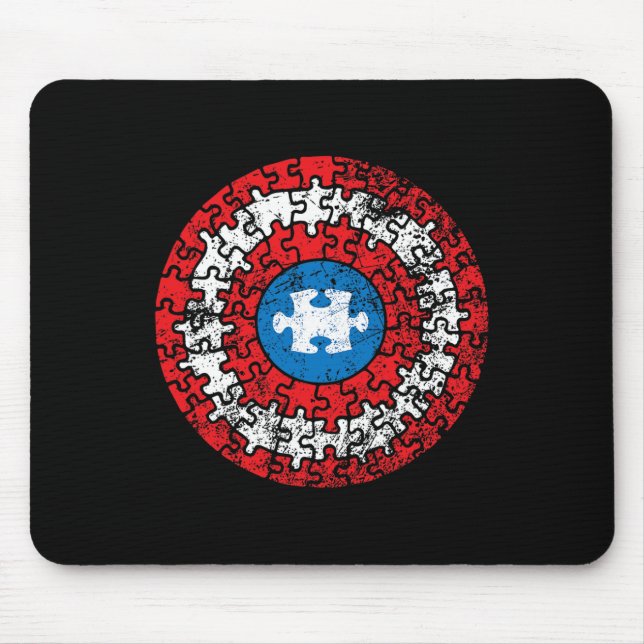 Captain Autism Aspergers Awareness Superhero Puzzl Mouse Pad (Front)