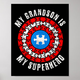 Captain Autism My Grandson Is My Superhero Autism Poster