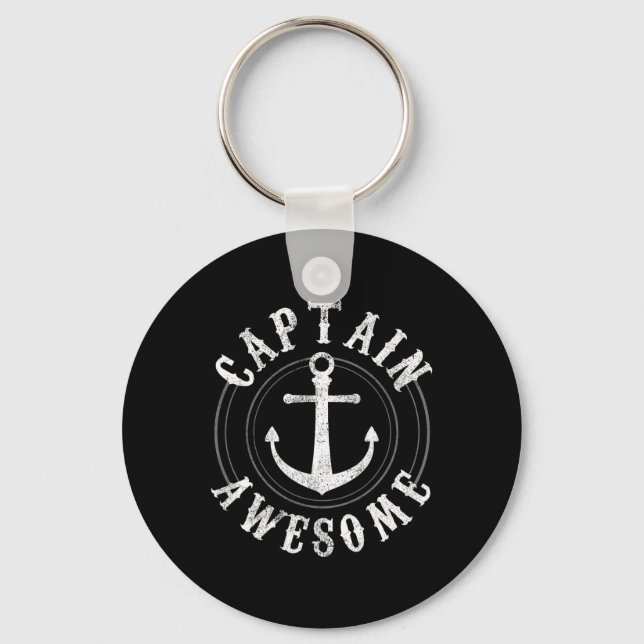 Captain Awesome - Boating Sailing Anchor Nautical  Key Ring (Front)