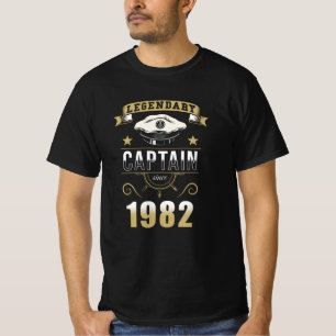 Captain Boat Birthday Gift 1982 T-Shirt