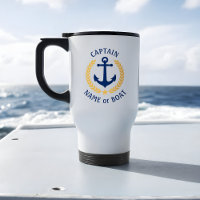 Captain Boat Name Anchor Gold Style Laurel Navy