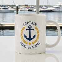 Captain Boat Name Anchor Gold Style Laurel Star