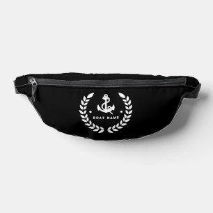 Captain Boat Name Nautical Anchor black & white Bum Bags