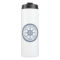 Captain boat name rope frame nautical ship's wheel