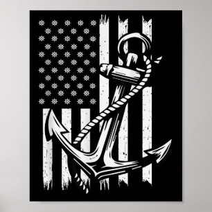Captain Boat Sailor Anchor Vintage Nautical Sailin Poster