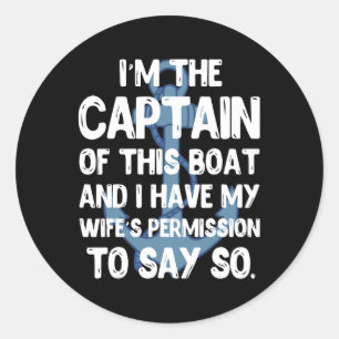 Captain Boater Boating Pontoon Summer Vacation Gif Classic Round Sticker