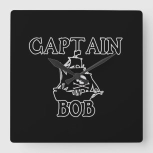 Captain Bob (Pirate Ship) Square Wall Clock