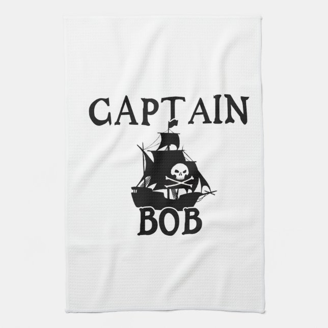 Captain Bob (Pirate Ship) Tea Towel (Vertical)