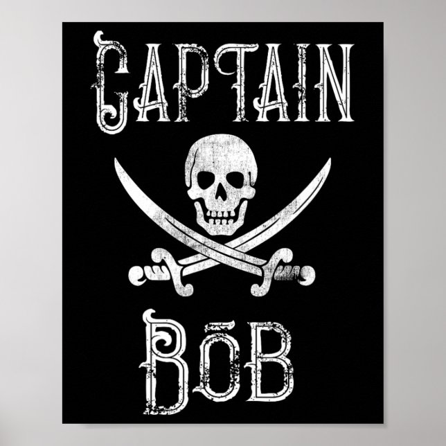 Captain Bob - Vintage Personalised Pirate Boating  Poster (Front)