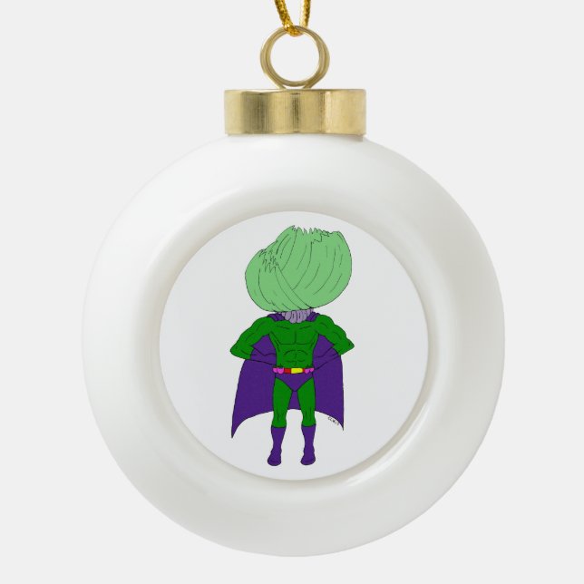 Captain Cabbage   Ceramic Ball Christmas Ornament (Front)