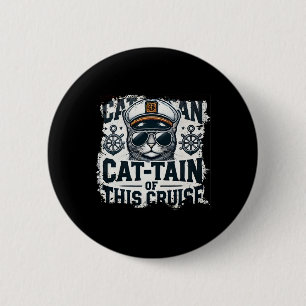 Captain Cat-tain Of Cruise Ship Sea Vacation Kitte 6 Cm Round Badge