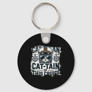 Captain Cat-tain Of Cruise Ship Sea Vacation Kitte Key Ring