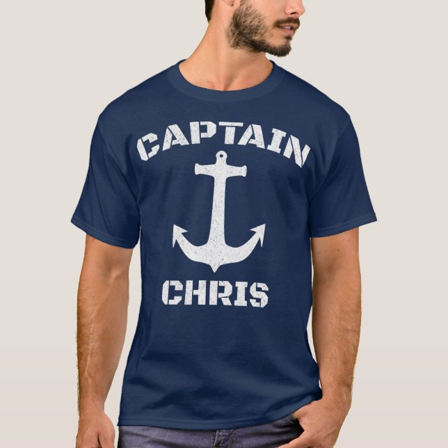 Captain Chris Personalised  Boat Captain T-Shirt (Front)