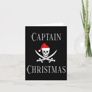 Captain Christmas Holiday Pirate Skull Santa Hat B Card