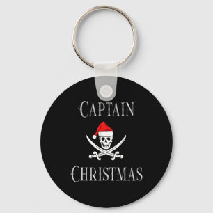 Captain Christmas Holiday Pirate Skull Santa Hat B Key Ring