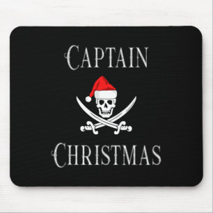 Captain Christmas Holiday Pirate Skull Santa Hat B Mouse Pad