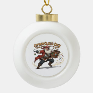 Captain Claus's Crew Christmas Pirate Ceramic Ball Christmas Ornament