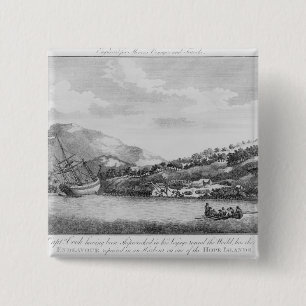 Captain Cook having been shipwrecked 15 Cm Square Badge