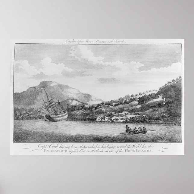 Captain Cook having been shipwrecked Poster (Front)