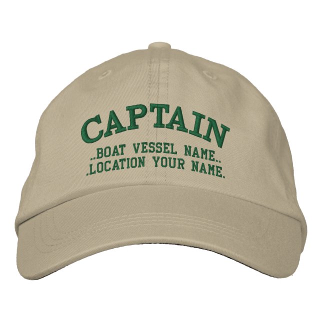 CAPTAIN customisable Your Boat Your Name Embroidered Hat (Front)