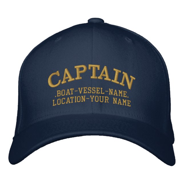 CAPTAIN customisable Your Boat Your Name Embroidered Hat (Front)