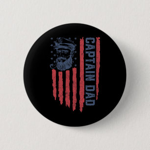 Captain Dad American Flag Funny Pontoon Boating 4t 6 Cm Round Badge