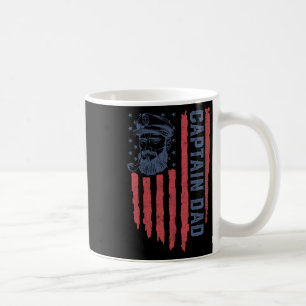 Captain Dad American Flag Funny Pontoon Boating 4t Coffee Mug