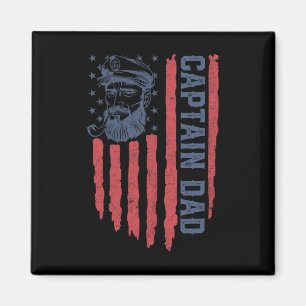Captain Dad American Flag Funny Pontoon Boating 4t Magnet