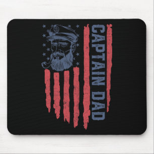 Captain Dad American Flag Funny Pontoon Boating 4t Mouse Pad