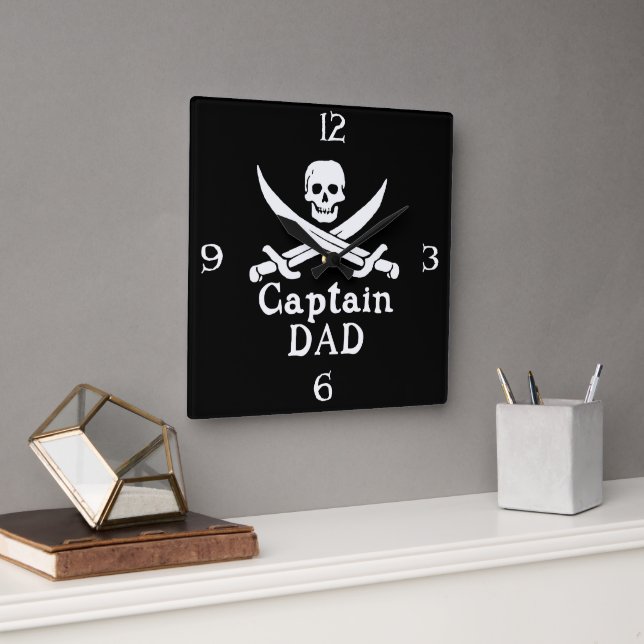 Captain Dad -  Classic Square Wall Clock (Office)