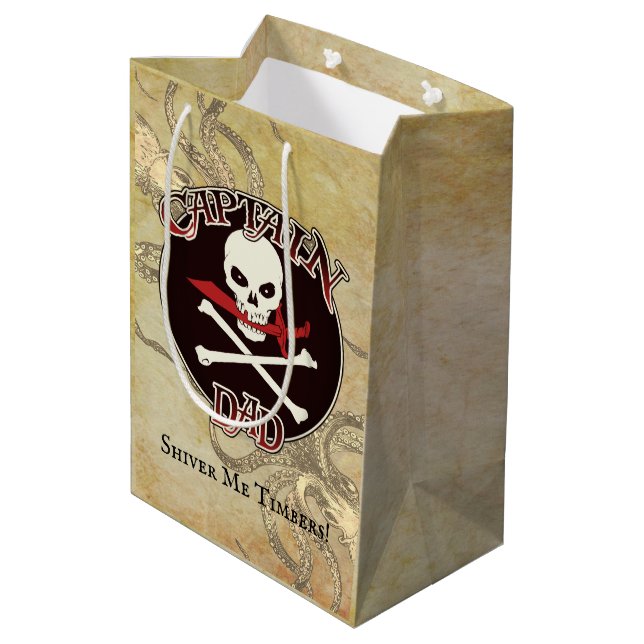 Captain Dad - Embraced by the Deep Medium Gift Bag (Back Angled)