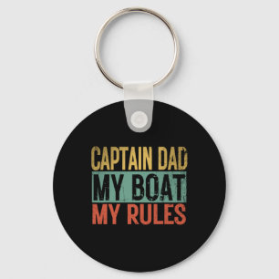 Captain Dad My Boat My Rules Funny Retro Yacht Boa Key Ring