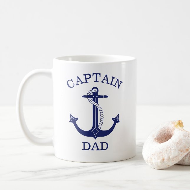 Captain Dad Nautical Anchor Coffee Mug (With Donut)