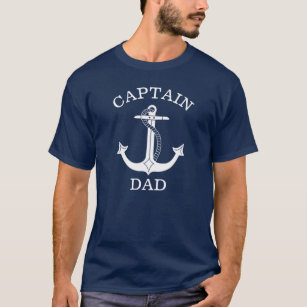 Captain Dad Nautical White Anchor T-Shirt