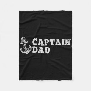 Captain Dad Sailing Boating Vintage Boat Anchor Fu Fleece Blanket