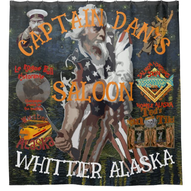 CAPTAIN DAN'S SALOON WHITTIER ALASKA SHOWER CURTAIN (Front)