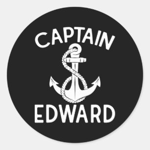 Captain Edward Anchor Boating Ship Yacht Boat  Classic Round Sticker