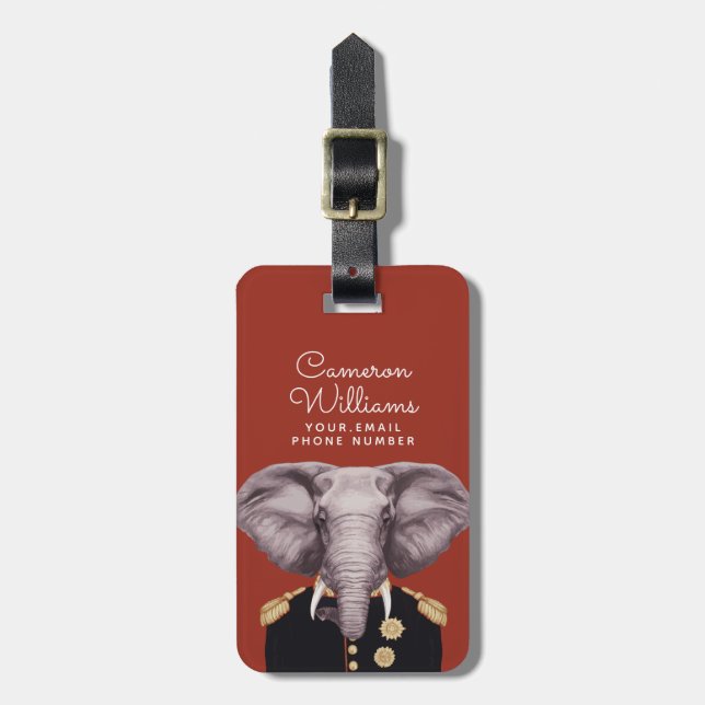 Captain Elephant | Add Your Name Luggage Tag (Front Vertical)