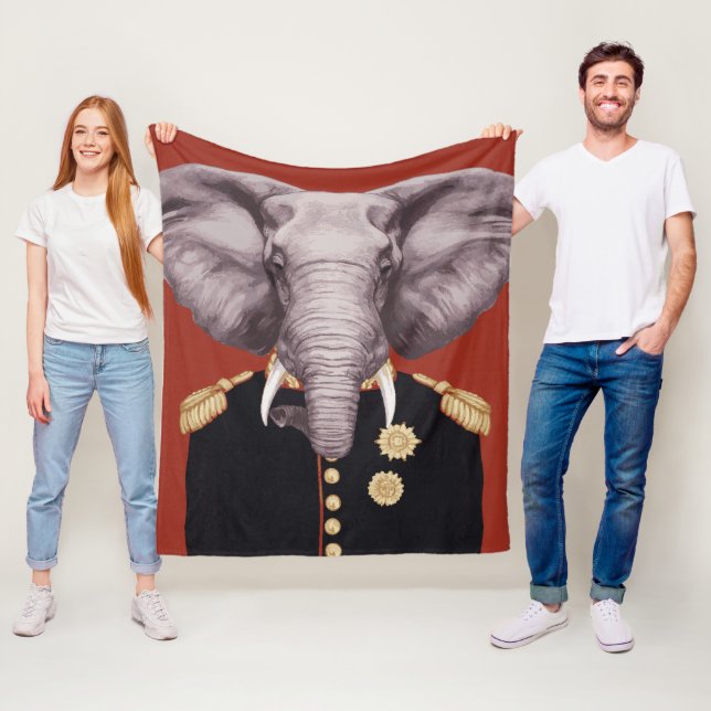 Captain Elephant Fleece Blanket (In Situ)