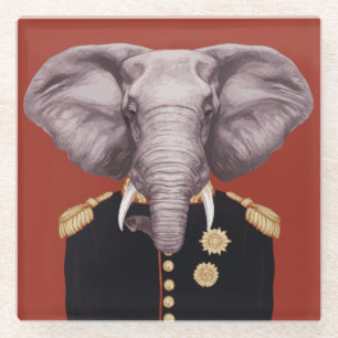 Captain Elephant Glass Coaster