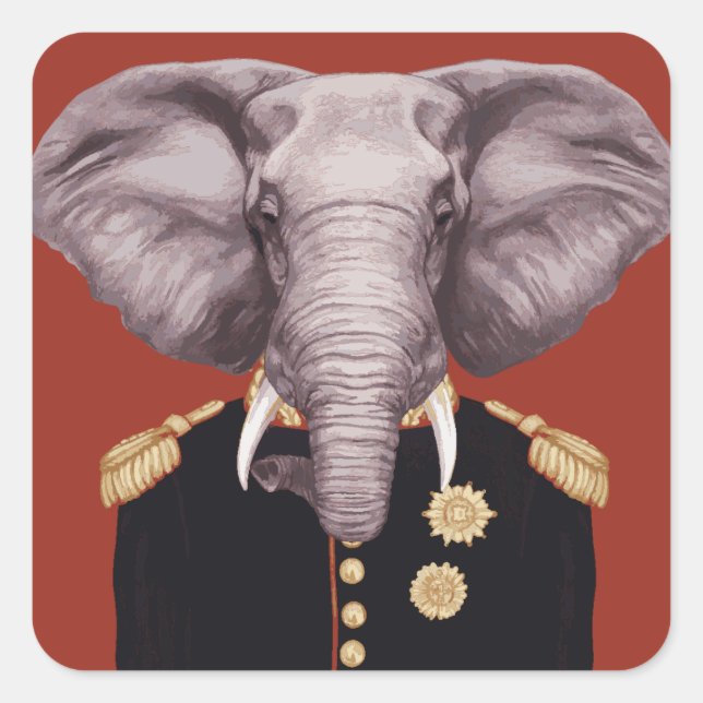 Captain Elephant Square Sticker (Front)