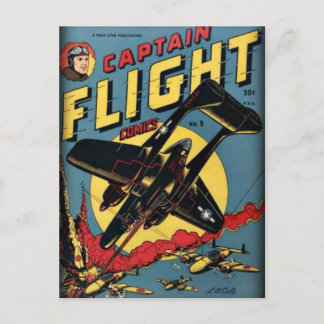 Captain Flight Vintage Golden Age Comic Book Postcard