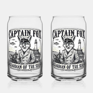 Captain Fox Guardian of Seas Nautical Design Can Glass